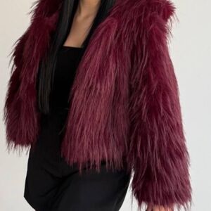 Chic Burgundy Teddy Jacket